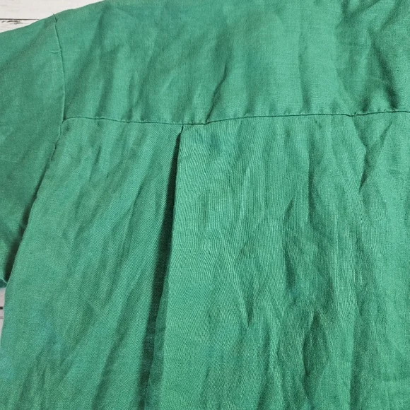 Loft Beach 100% Linen Green Button Up Womens LP - Picture 10 of 10